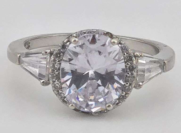 Sterling Round Cut White Sapphire Halo Ring