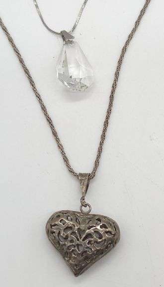 (E) (2) Sterling Silver Necklaces W Pendants