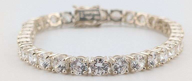 Sterling Round Cut White Sapphire Tennis Bracelet