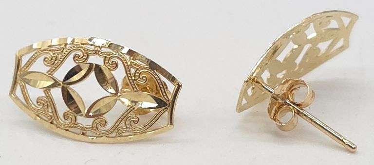 (E) 14K Yellow Gold Post Back Earrings