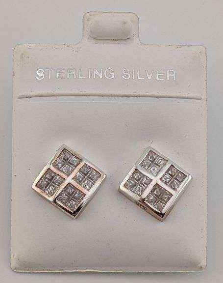 Sterling White Sapphire Stud Earrings