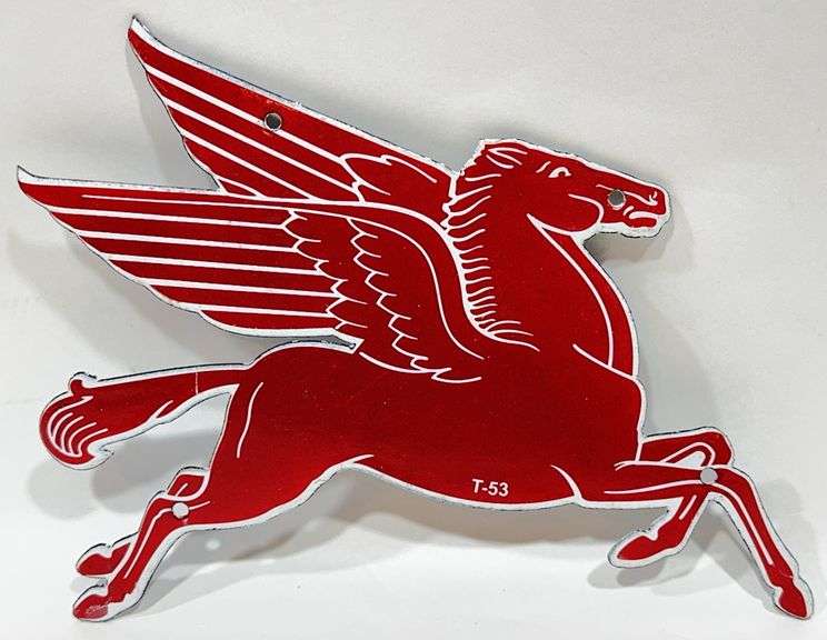 Porcelain Mobil Oil Gas Station Pegasus Advertising Sign