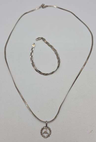 (E) Sterling Silver Necklace, Pendant & Bracelet