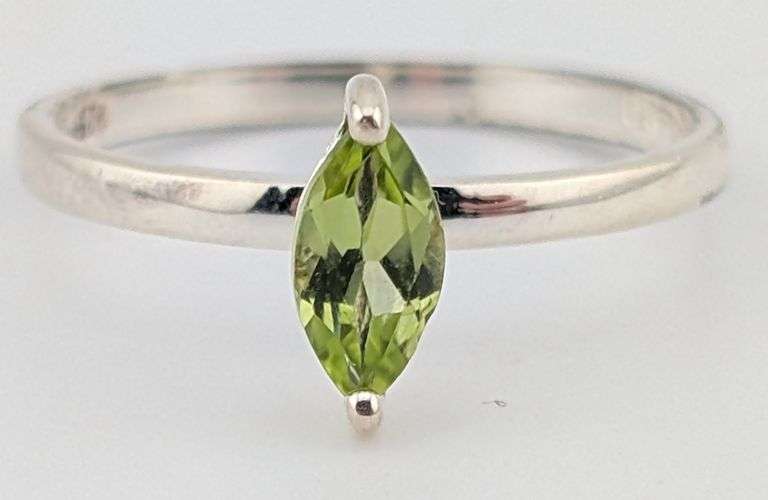 Sterling Marquis Peridot Solitaire Ring