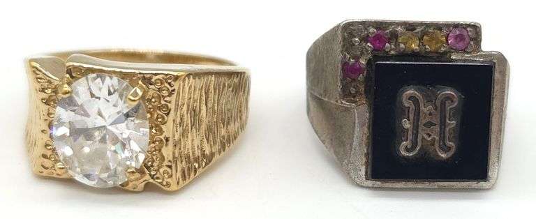 (E) (2) Sterling Silver Mens Rings