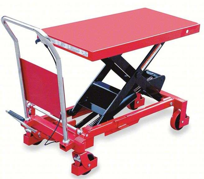 Dayton Manual Mobile Steel Platform Scissor-Lift Table