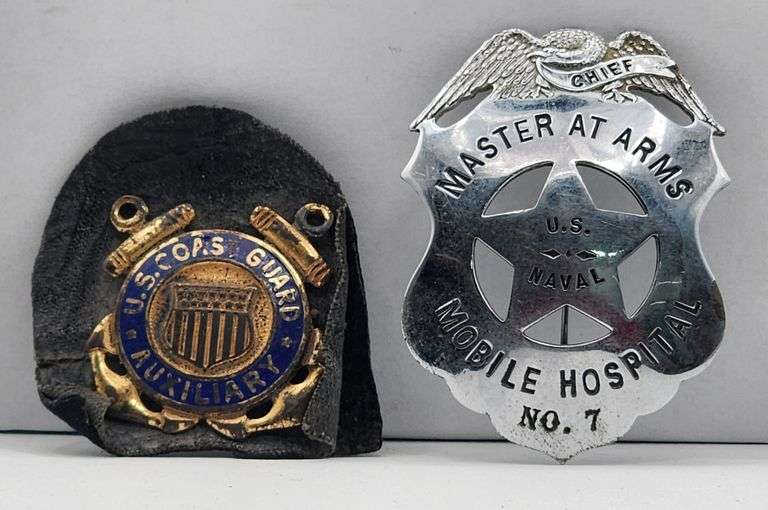 (AF) Reproduction Coast Guard Hat Badge & US Navy Mobile Hospital Chief Badge