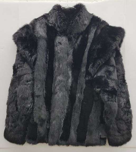 (L) Women's Bermans Brand Black Rabbit Fur Coat
