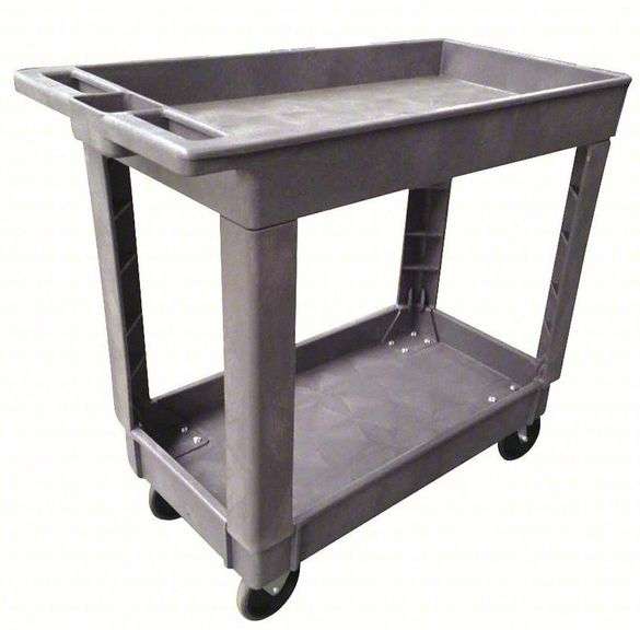 Multi-Tiered Utility Cart With Deep Lipped Plastic Shelves