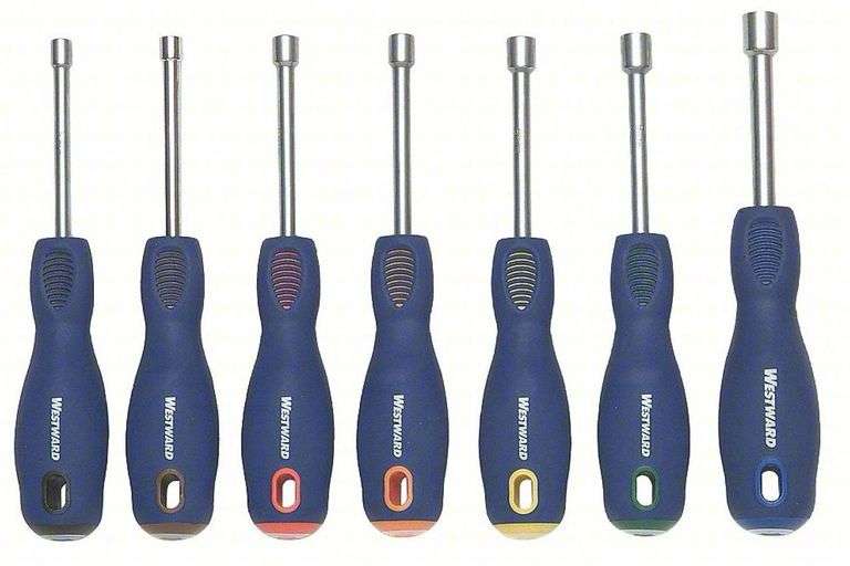 Westward 7-Piece SAE Hollow Shaft Nut Driver Set & Vinyl Storage Pouch