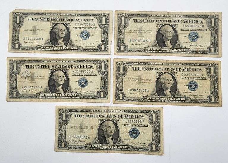 (A) US 1957-A/B $1 Silver Certificates $5.00 FV
