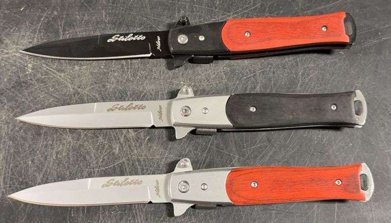 3 Milano Stiletto FoldIng Pocket Knives