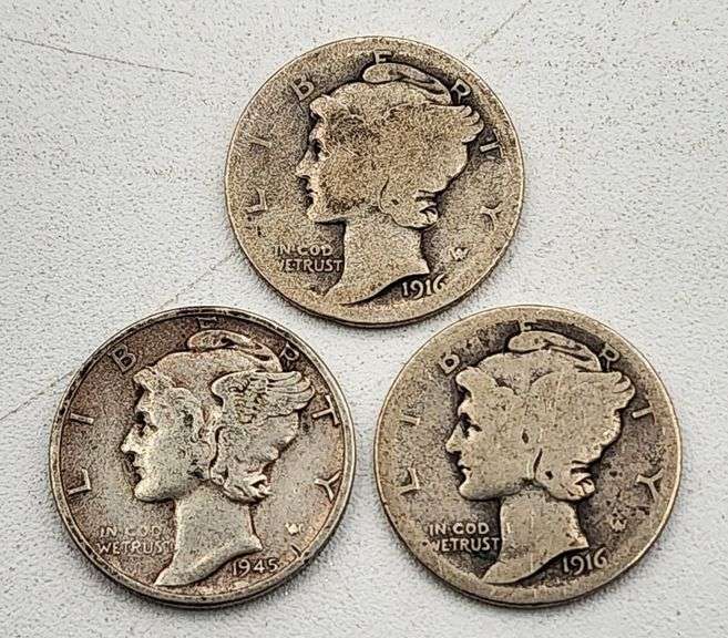 (U) US 1916/45 Mercury Dimes $0.30 FV