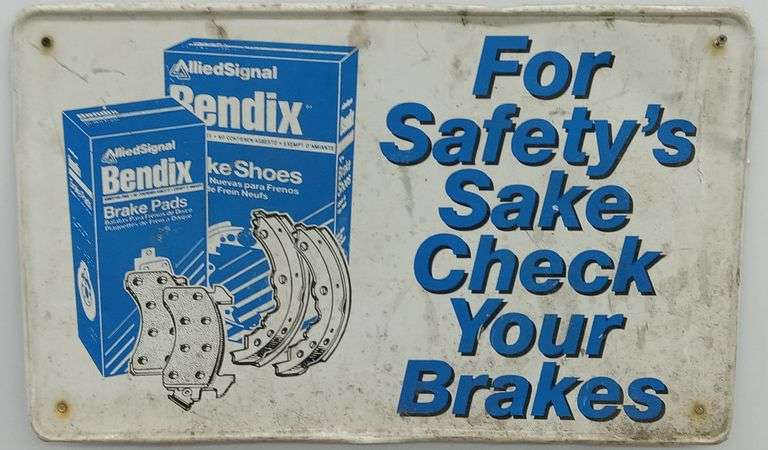 (Y) Bendix Brake Pad Metal Advertising Sign - Kraft Auction Service, LLC