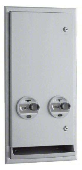 Bobrick Stainless Steel Coin-Free Sanitary Napkin & Tampon Dispenser