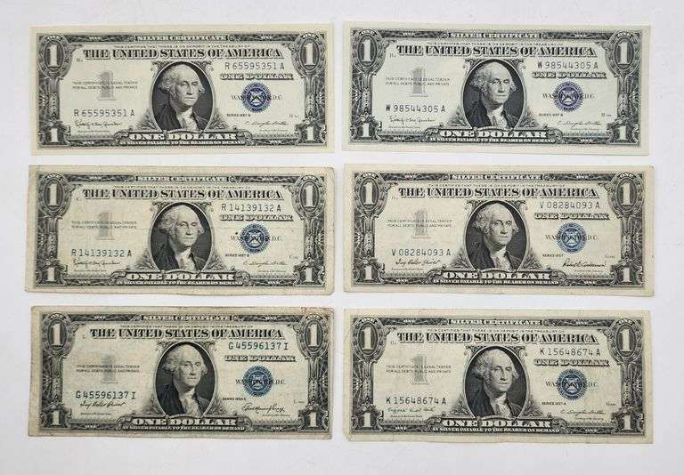 (A) US 1935E & 1957 $1 Silver Certificates $6.00 FV
