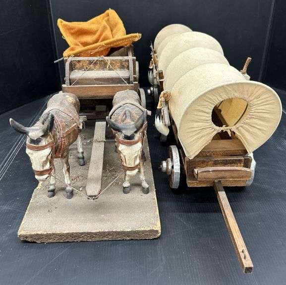Vintage 24” Wooden Wagon With Lamp Cover Covered Conestoga Pioneer ...