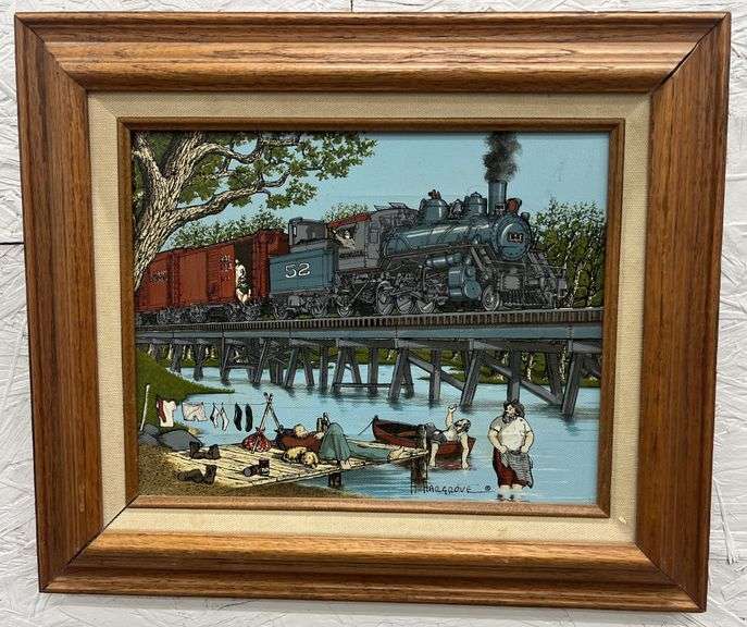 (Y) Train Painting By H. Hargrove - Kraft Auction Service, LLC