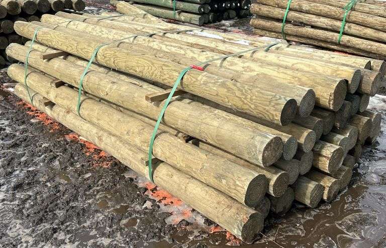 4" x 8' Treated Posts, 36 Posts - Kraft Auction Service, LLC