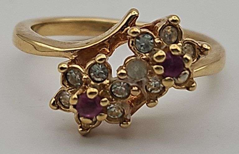 Gold EP Floral Ring With White And Pink Sapphire Gemstones - Kraft ...