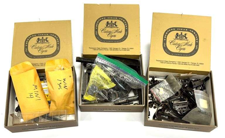 Three Cigar Boxes full of Gunsmithing Firearm Parts
