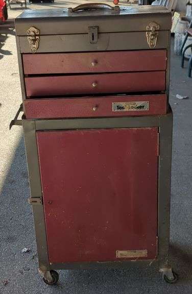 (R) Metal Tool Box. Work Shop Tool Locker With Contents of Tools. Two ...