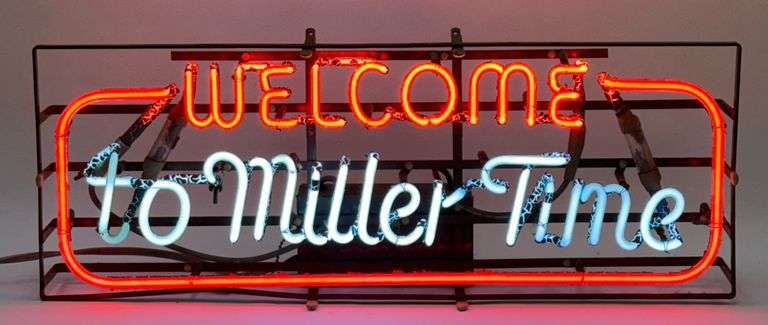 1983 "Welcome To Miller Time" Neon Advertising Sign