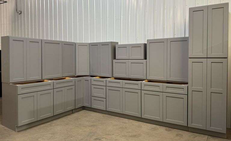 15PC Pacific Grey Solid Wood Premium Kitchen Cabinet Set