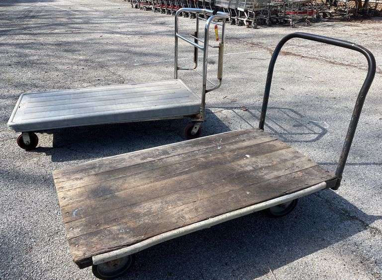 Wooden And Plastic Flatbed Utility Carts Kraft Auction Service Llc 