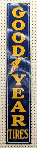 Large Vintage SSP Goodyear Tires Vertical Sign 94x16