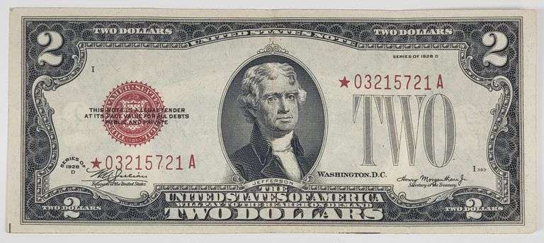 Series Of 1928-D United States $2 Star Note - Kraft Auction Service, LLC
