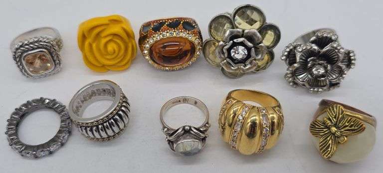 (L) Ten Fashion Rings, Various Sizes - Kraft Auction Service, LLC