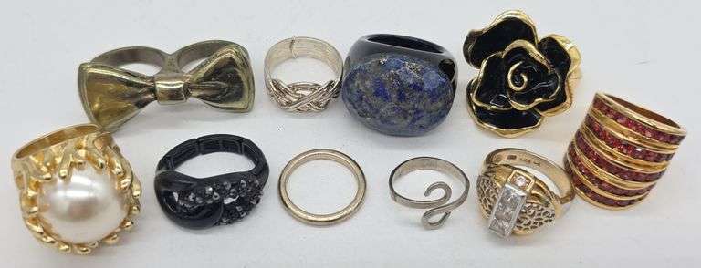 (L) Ten Fashion Rings, Various Sizes - Kraft Auction Service, LLC