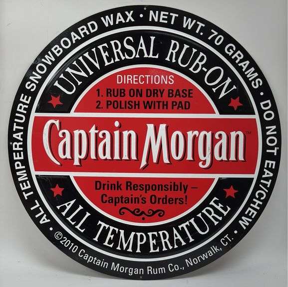 Captain Morgan Rum Embossed Metal Sign - Kraft Auction Service, LLC