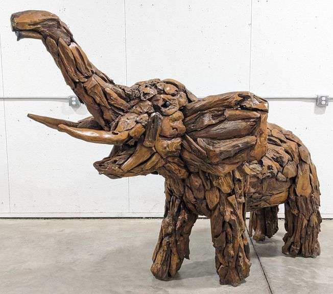 9ft Long Teak Wood Elephant Sculpture