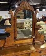(A) Antique 5 Drawer Dresser with Mirror 41” x 17” x 70” - Kraft ...