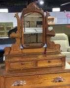 (A) Antique 5 Drawer Dresser with Mirror 41” x 17” x 70” - Kraft ...