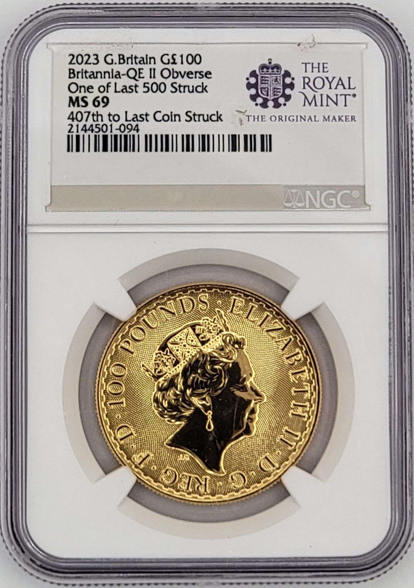 2023 British 100 Pound Britannia Gold Coin NGC MS 69 (Last
