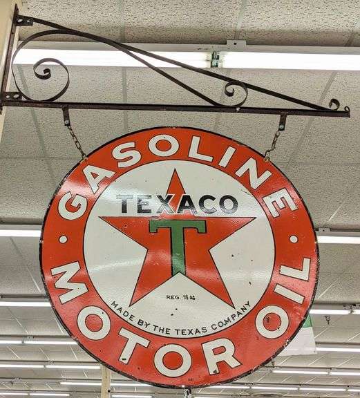 42in DSP Texaco Gasoline Motor Oil Sign w/ Bracket