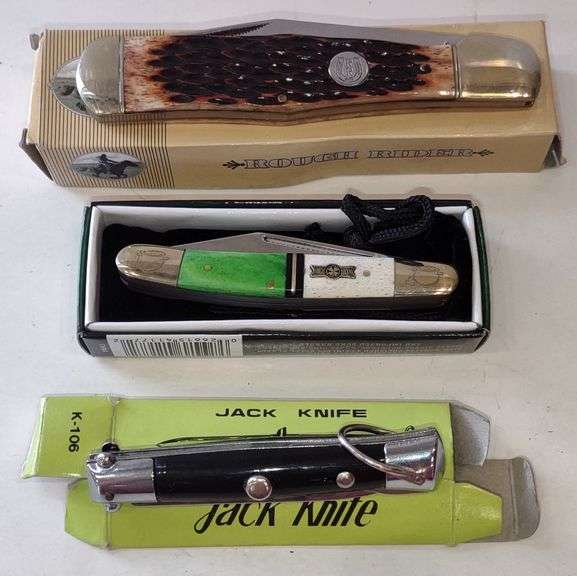 (CC) Jack Knife Switch Blade, Uncle Lucky Frost Double Blade Pocketknife & Rough Rider Pocket Knife