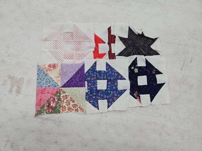 (F) Patchwork Quilt Top And Fabric Pieces