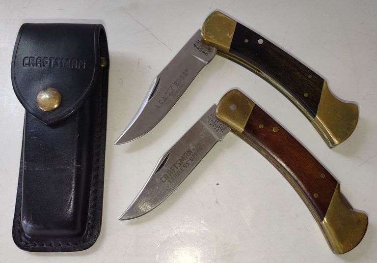 (CC) Vtg. Craftsman Lock Back Folding Knives Incl. Craftsman Knife Pouch