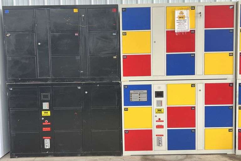 (F) Pair Of Coin Operated Storage Lockers.