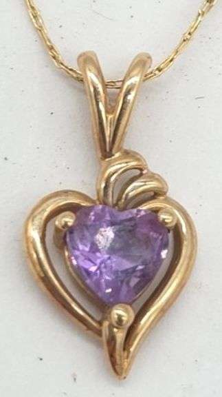 (MC) 10K Gold Amethyst Heart Necklace