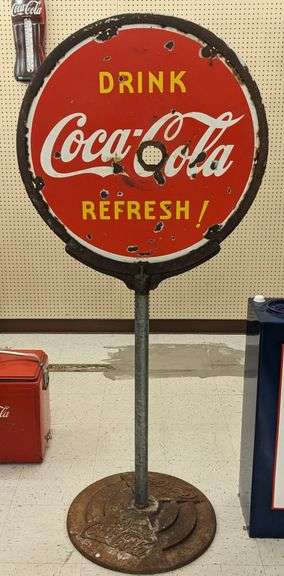 Vintage DSP Coca-Cola Lollipop Curb Sign