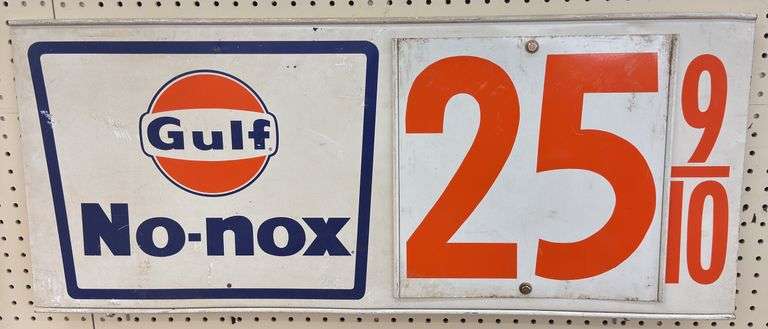 Vintage DST Gulf No-Nox Price Marker Sign - Kraft Auction Service, LLC
