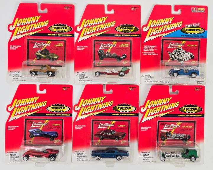 (6) Johnny Lightning Topper Series Die-Cast Cars In Blister Packages