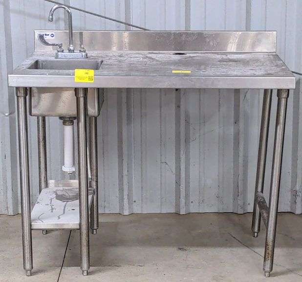 (D) West Star 46" Stainless Prep Table With 16" Sink