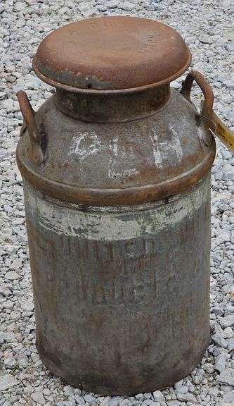 (AA) Antique E M P Co CHGO Milk Pale/Can, 24" Tall