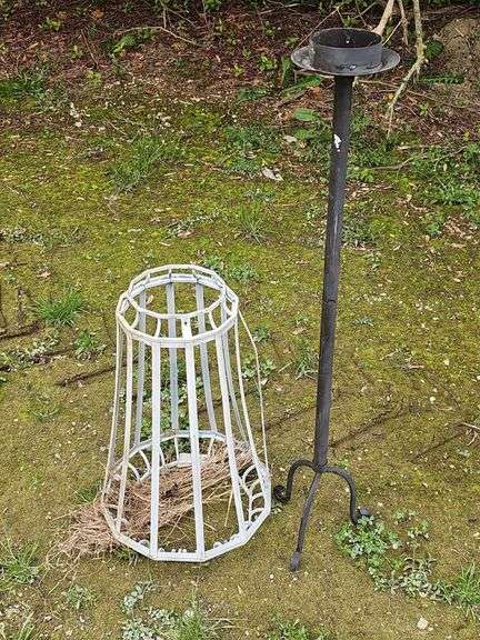 (J) Two Terracotta Strawberry Planters, Two Planter Stands (39" Tall Each) And More
